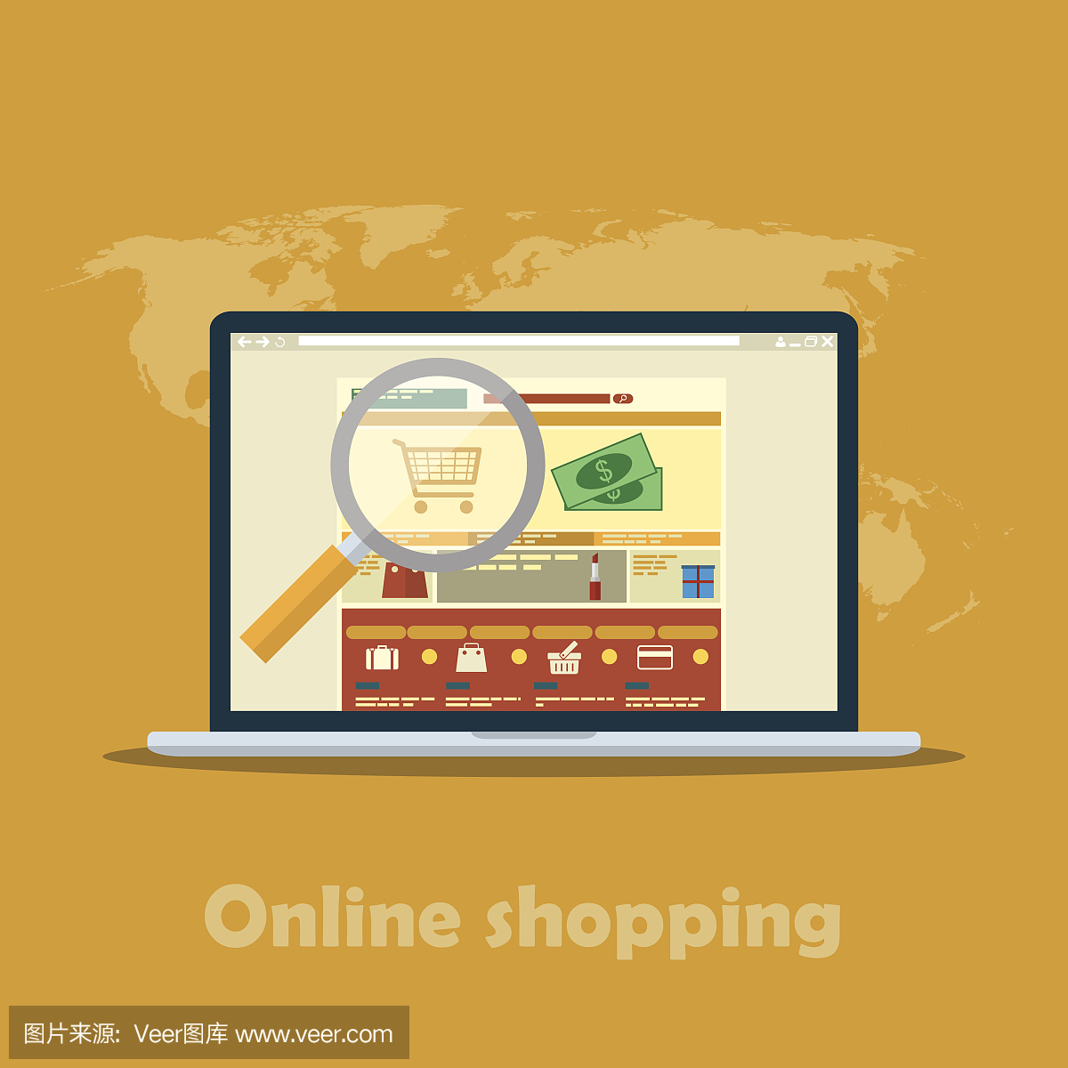 移動營銷和網(wǎng)上購物的圖標